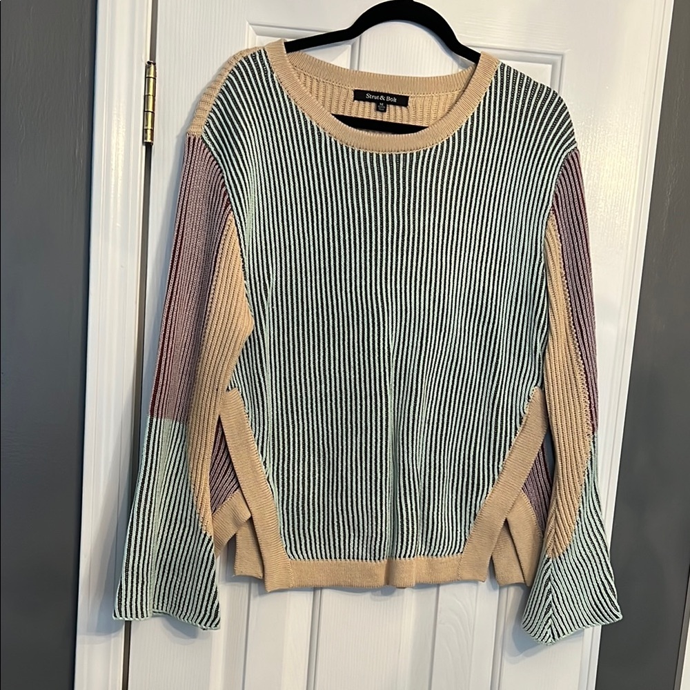 Striped Multicolor Crew Neck Sweater